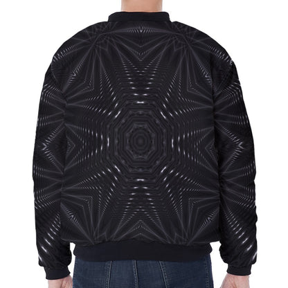 Black Kaleidoscope Print Zip Sleeve Bomber Jacket