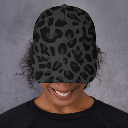 Black Leopard Print Baseball Cap