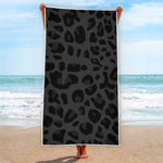 Black Leopard Print Beach Towel