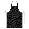 Black Leopard Print Bib Apron With Pocket