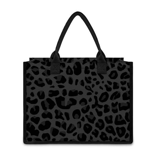 Black Leopard Print Canvas Tote Bag