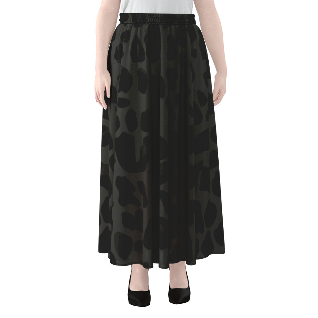 Black Leopard Print Chiffon Maxi Skirt