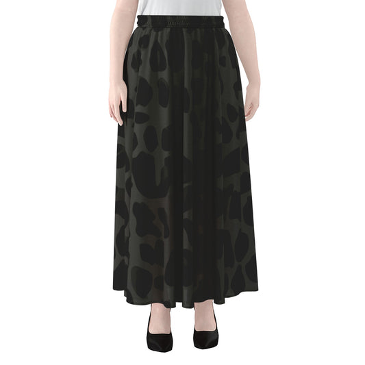 Black Leopard Print Chiffon Maxi Skirt