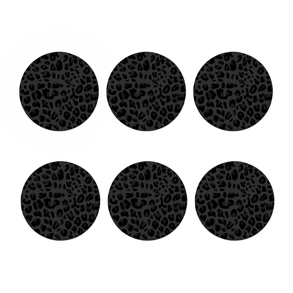 Black Leopard Print Coaster Set