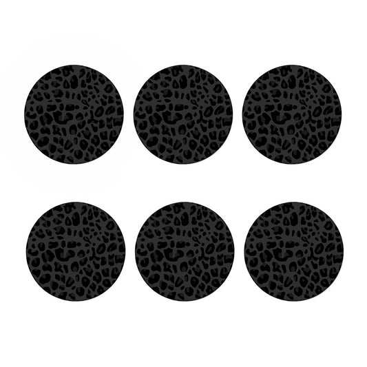Black Leopard Print Coaster Set