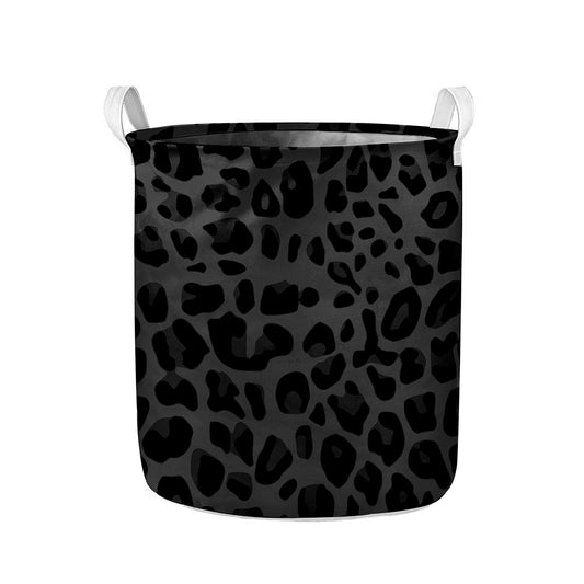 Black Leopard Print Collapsible Laundry Basket