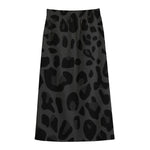 Black Leopard Print Cotton Front Slit Maxi Skirt