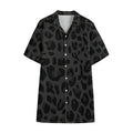 Black Leopard Print Cotton Hawaiian Shirt