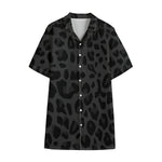Black Leopard Print Cotton Hawaiian Shirt