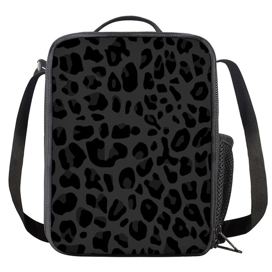 Black Leopard Print Crossbody Lunch Bag