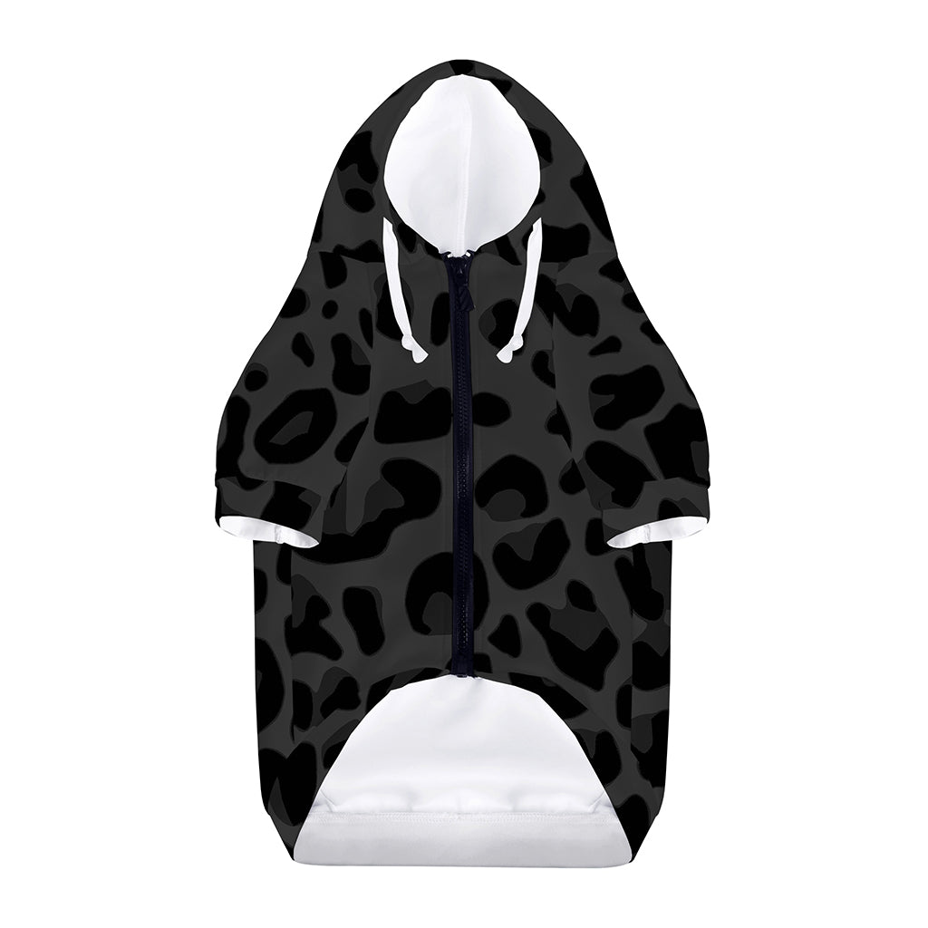 Black Leopard Print Dog Zip Up Hoodie