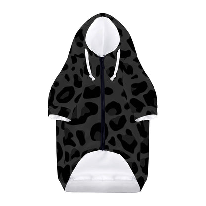 Black Leopard Print Dog Zip Up Hoodie