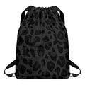 Black Leopard Print Drawstring Backpack
