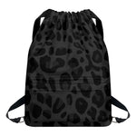 Black Leopard Print Drawstring Backpack