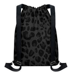Black Leopard Print Drawstring Backpack