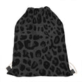 Black Leopard Print Drawstring Bag
