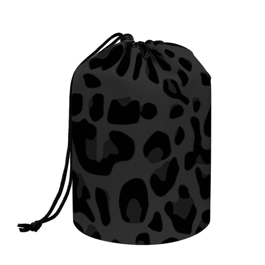Black Leopard Print Drawstring Makeup Bag