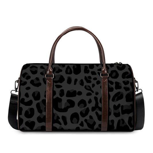 Black Leopard Print Duffle Bag