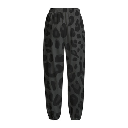 Black Leopard Print Fleece Lined Knit Pants