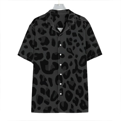 Black Leopard Print Hawaiian Shirt