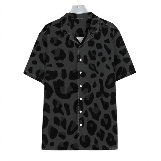 Black Leopard Print Hawaiian Shirt