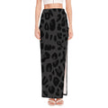 Black Leopard Print High Slit Maxi Skirt