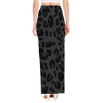 Black Leopard Print High Slit Maxi Skirt