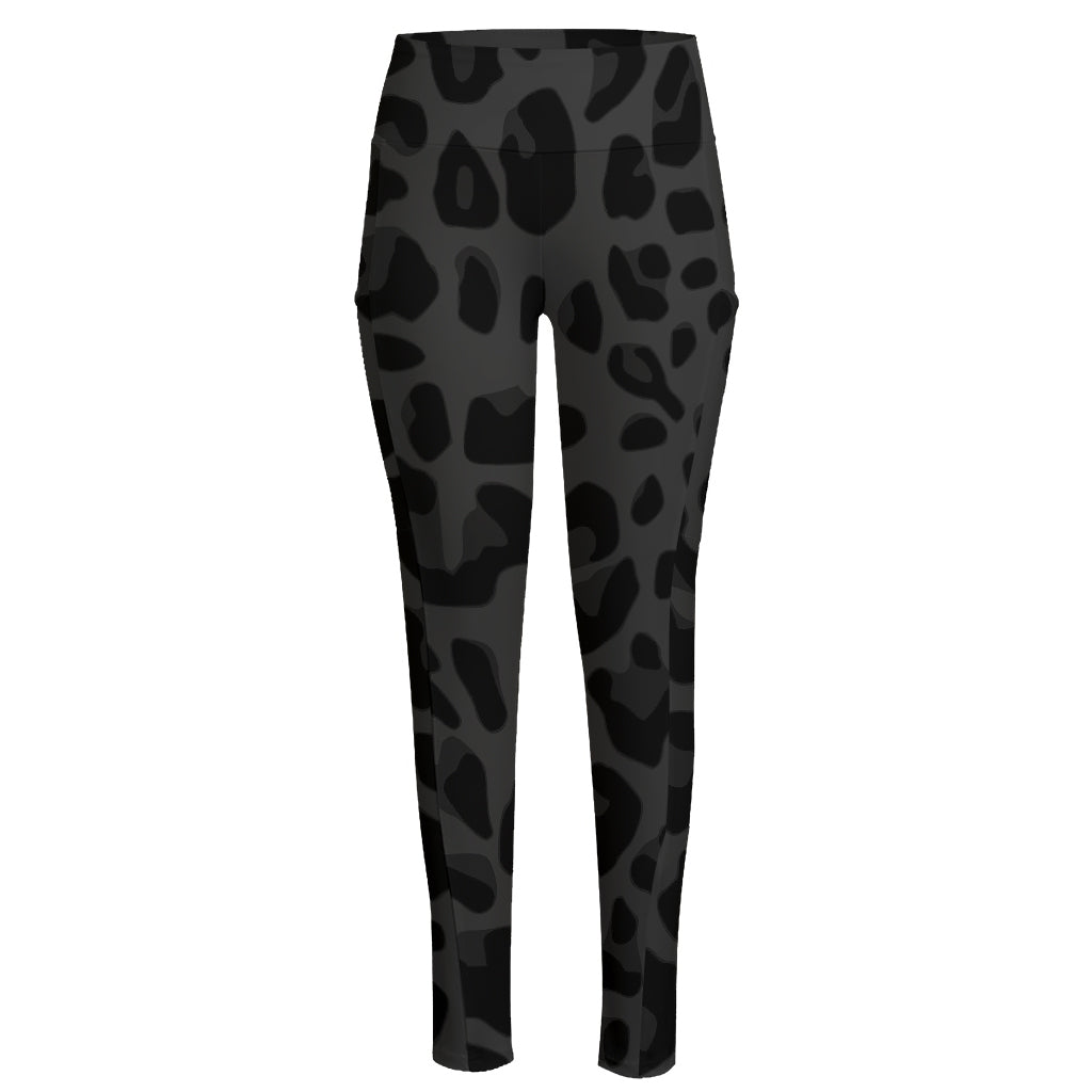 Black Leopard Print High-Waisted Pocket Leggings