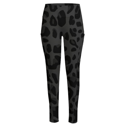 Black Leopard Print High-Waisted Pocket Leggings