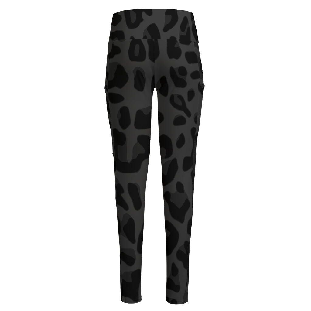 Black Leopard Print High-Waisted Pocket Leggings