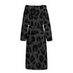 Black Leopard Print Hooded Bathrobe