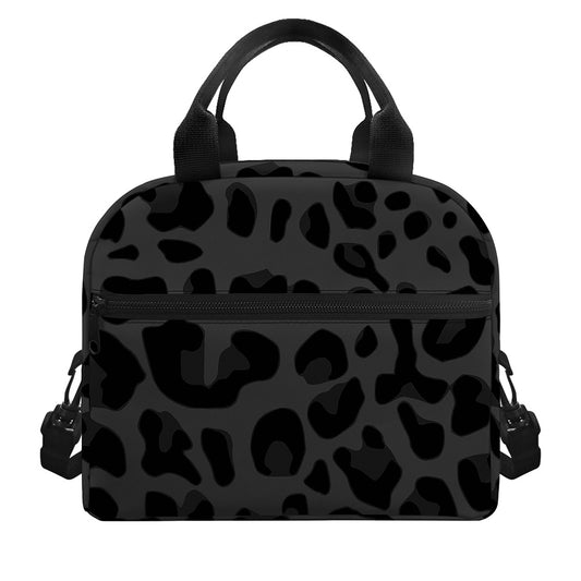 Black Leopard Print Insulated Lunch Bag