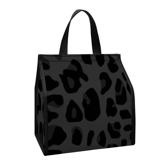 Black Leopard Print Insulated Lunch Tote