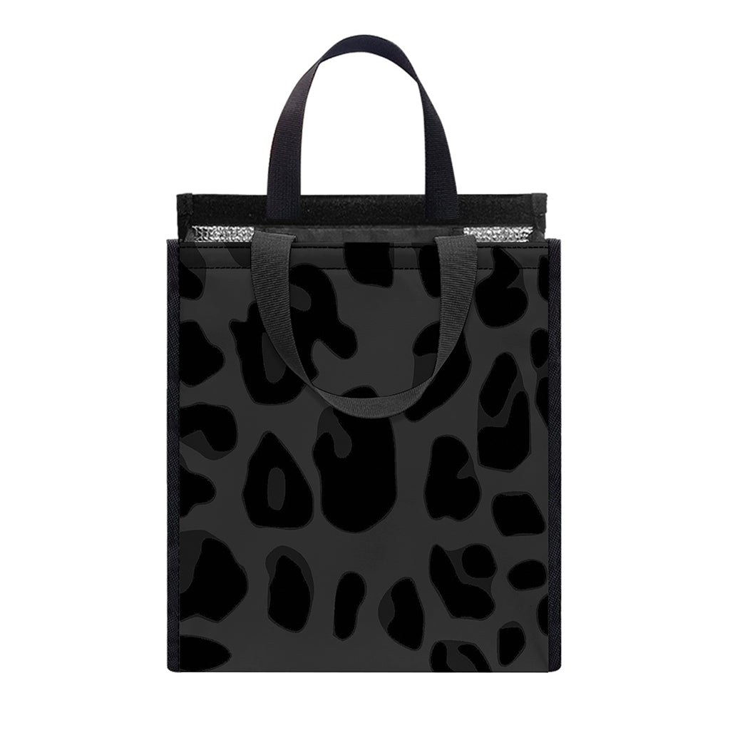 Black Leopard Print Insulated Lunch Tote
