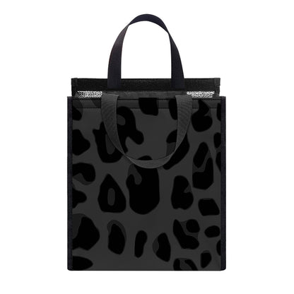 Black Leopard Print Insulated Lunch Tote