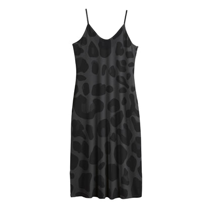 Black Leopard Print Jersey Midi Cami Dress