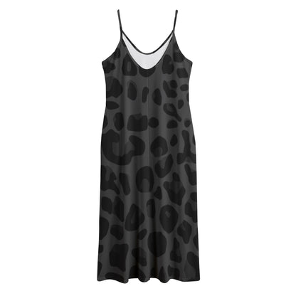 Black Leopard Print Jersey Midi Cami Dress
