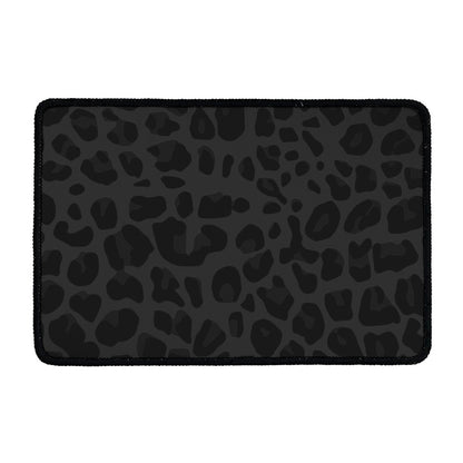Black Leopard Print Kitchen Mat