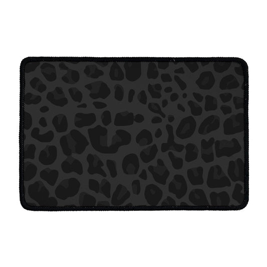 Black Leopard Print Kitchen Mat