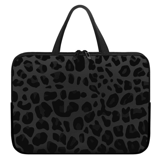 Black Leopard Print Laptop Sleeve With Handle