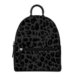 Black Leopard Print Leather Backpack