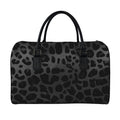 Black Leopard Print Leather Duffel Bag