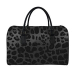 Black Leopard Print Leather Duffle Bag