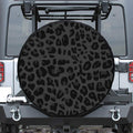 Black Leopard Print Leather Spare Tire Cover