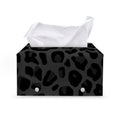 Black Leopard Print Leather Tissue Box Cover