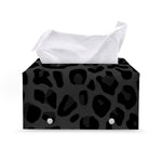 Black Leopard Print Leather Tissue Box Cover