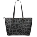 Black Leopard Print Leather Tote Bag With Zipper