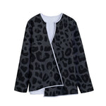 Black Leopard Print Long Sleeve Short Coat