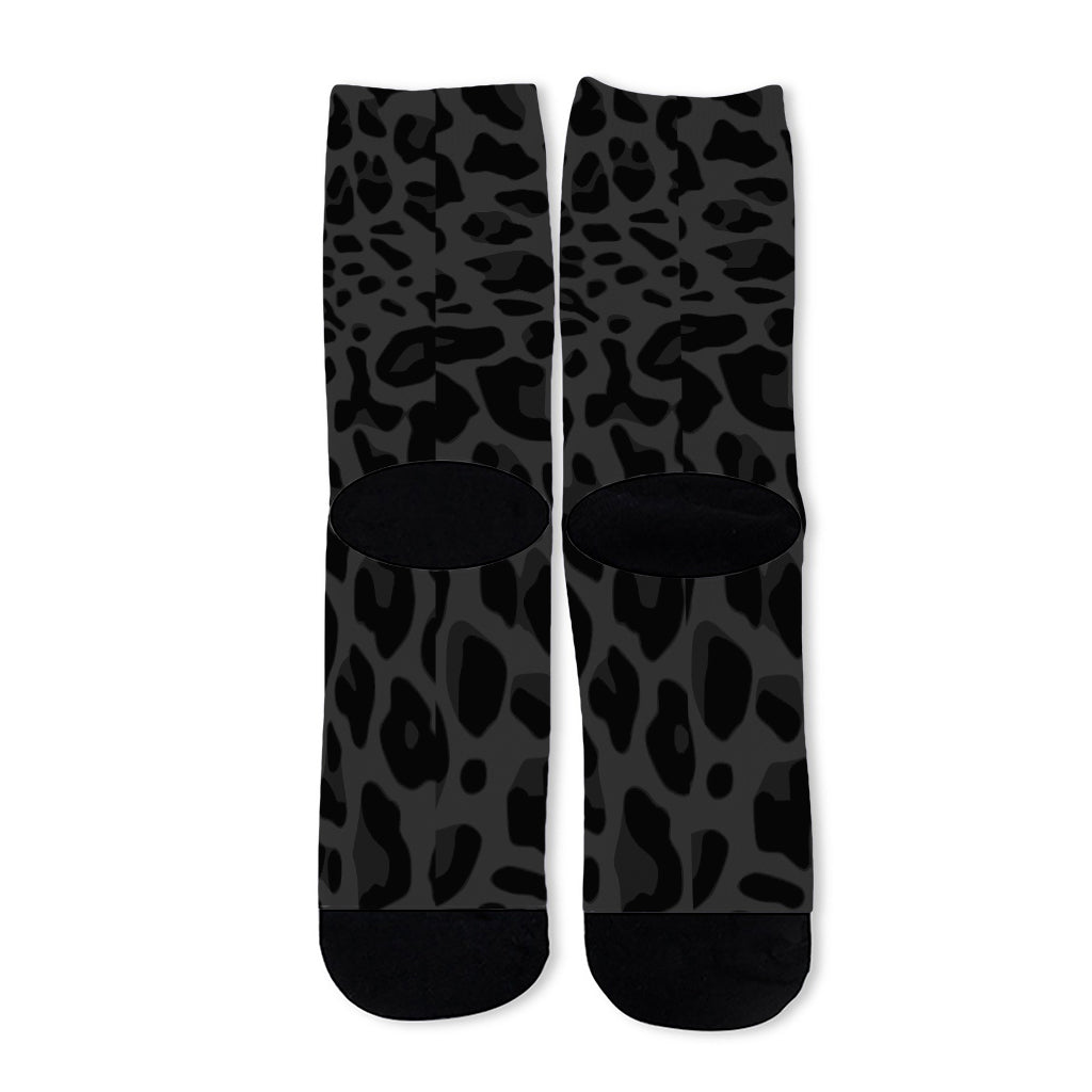 Black Leopard Print Long Socks