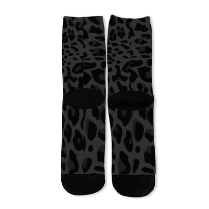Black Leopard Print Long Socks